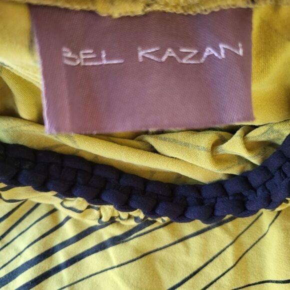 Bel Kazan Chartreuse/Black Abstract Knit High Low Maxi Dress Women’s Size‎ Small - Picture 5 of 6